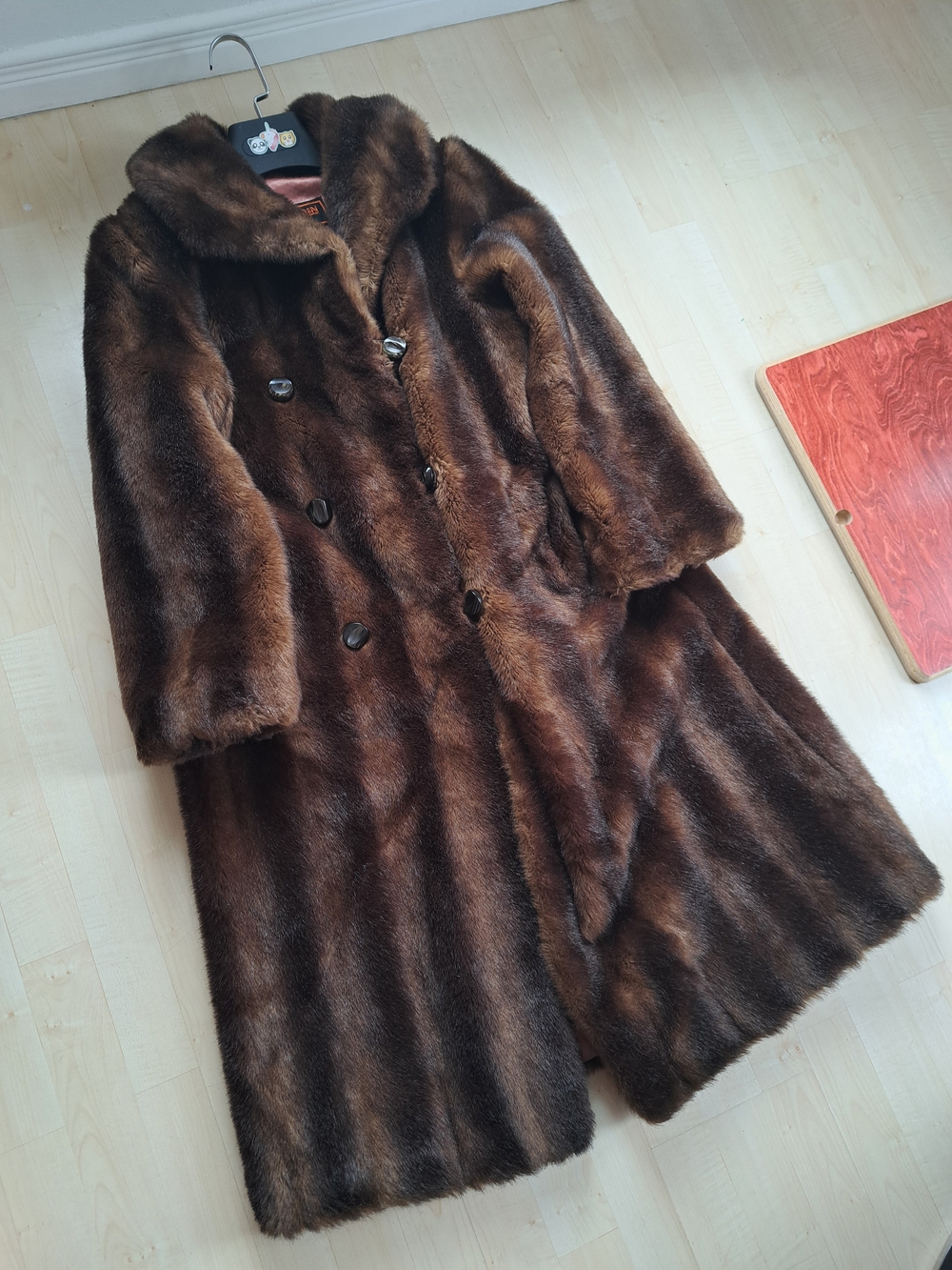 Vintage Sir Brian Montréal Faux Mink Otter Double Breasted Long Fur Coat Medium